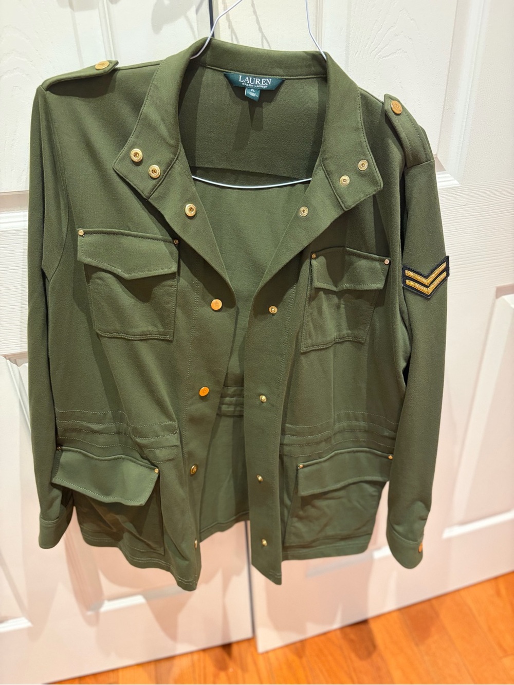 PETITE Lauren Ralph Lauren Olive Military Utility Jacket Sz Large